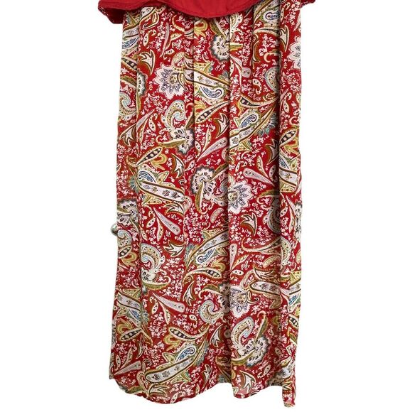 Xhilaration Red Paisley Bohemian Maxi Sleeveless Dress Size Medium - Picture 6 of 8
